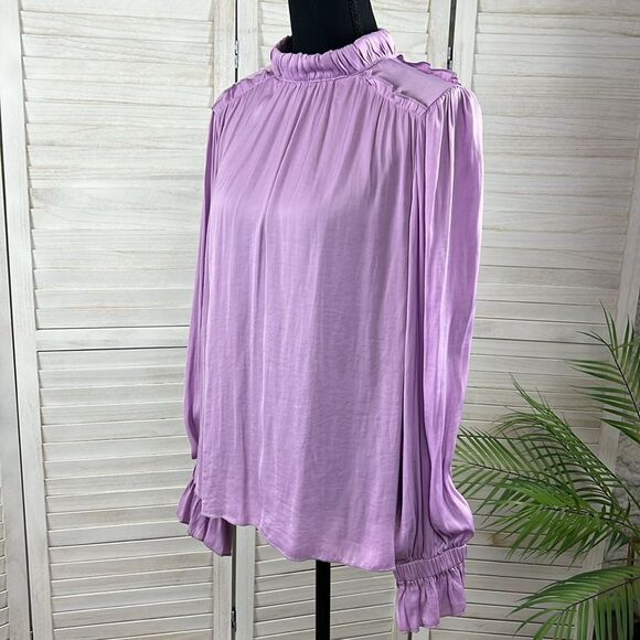 TCEC Lavender Poet Sleeve Blouse Top Large - Picture 8 of 11